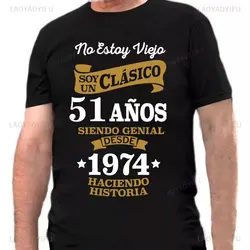 Camiseta de algodón con estampado para hombre, camisa de manga corta hecha en 1974, edición limitada, regalo de cumpleaños, Tops creativos para 50 años