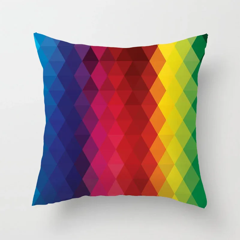 Rainbow Geometric Art NORDIC MINIMALIST Throw Pillow Case Sofa Cushion Cover Home Decor (45cm x 45cm)