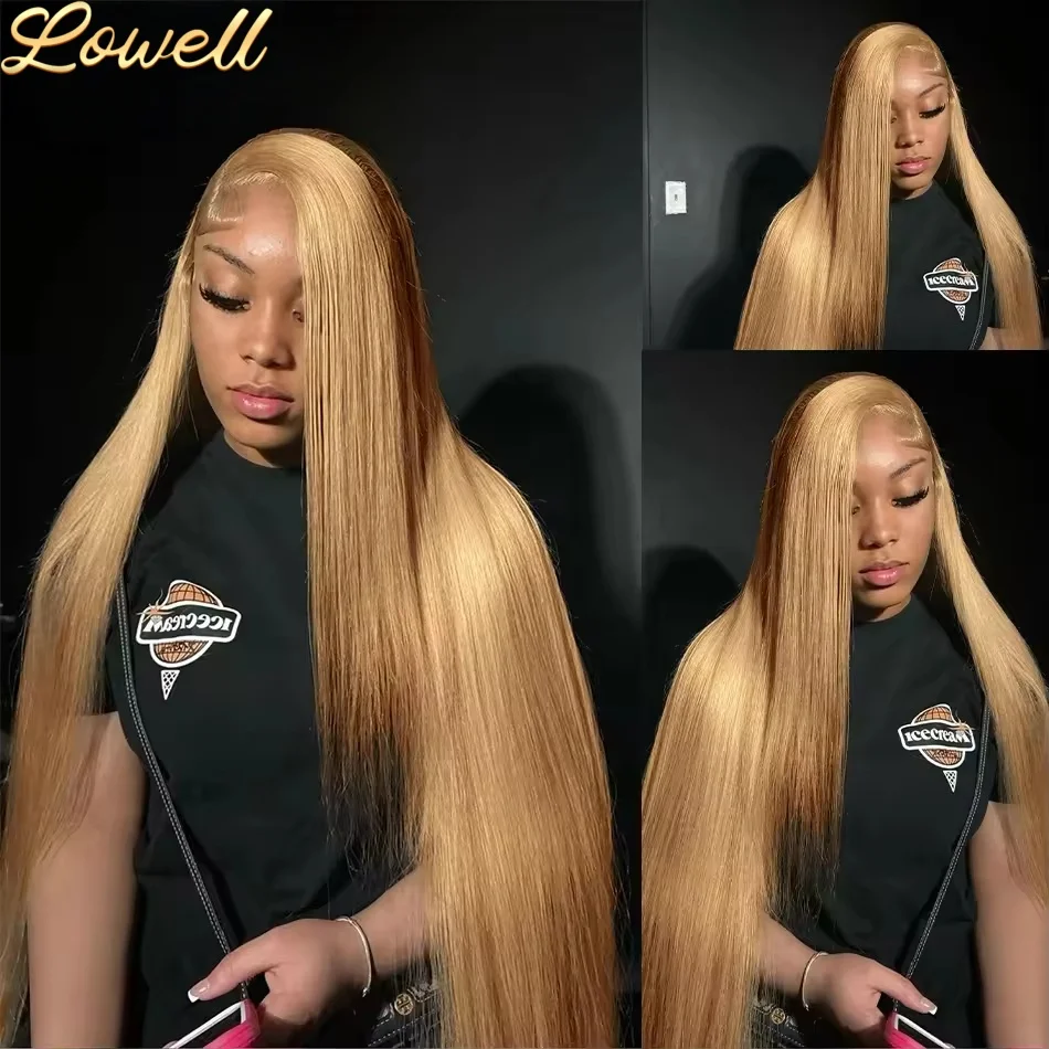 

200 Плотность Медовый Блондин Человеческие Волосы 13x4 13x6 HD Парик Фронта Шнурка Бразильский 100% Цветные Кости Прямые Парики Человеческих Волос для Женщин