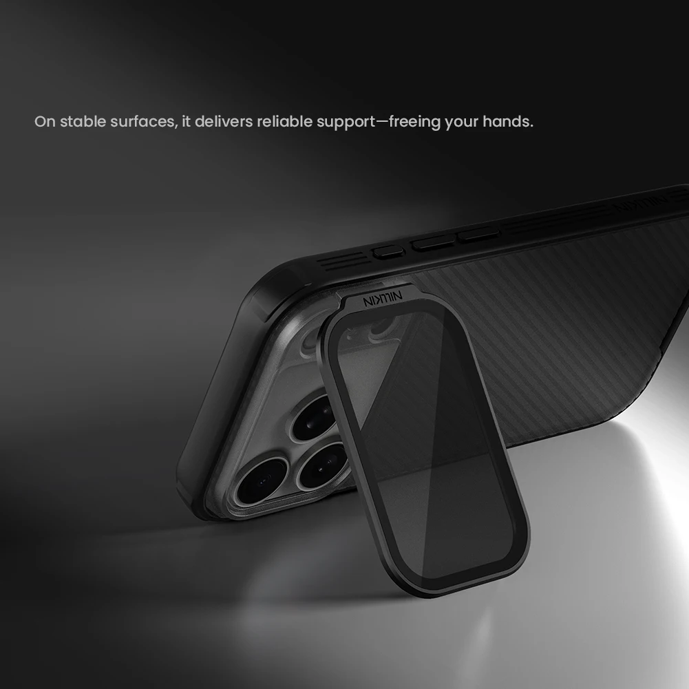 NILLKIN Magnetic Case For iPhone 18 Pro/18 Pro Max, Slide Camera Lens Cover with Hidden Stand, Aluminum Kickstand, Shock Proof
