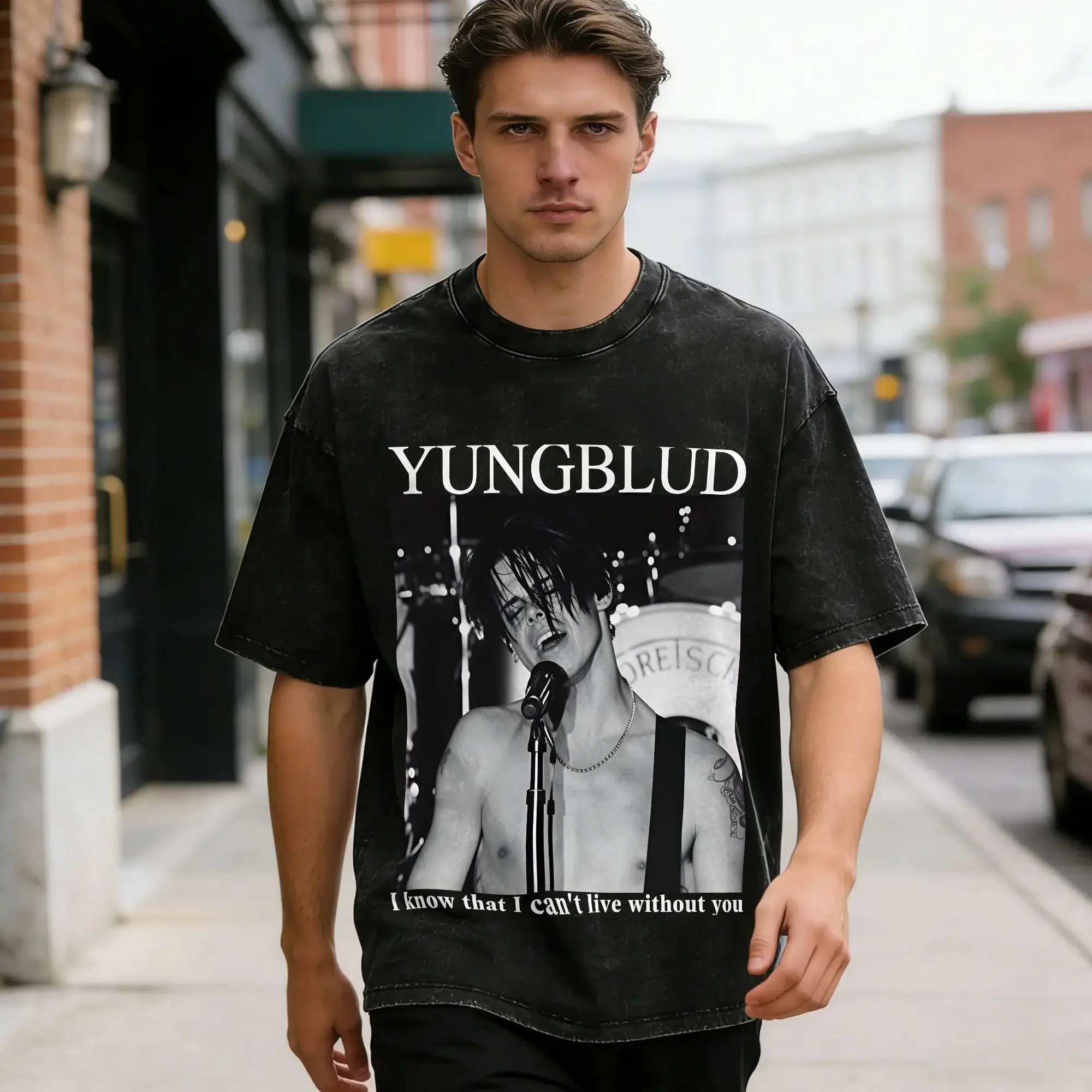 Rapper Yungblud Washed T-Shirt Couple  Y2K Retro Cotton T Shirts Summer O Neck Harajuku Tee Shirt Custom DIY Plus Size Tops