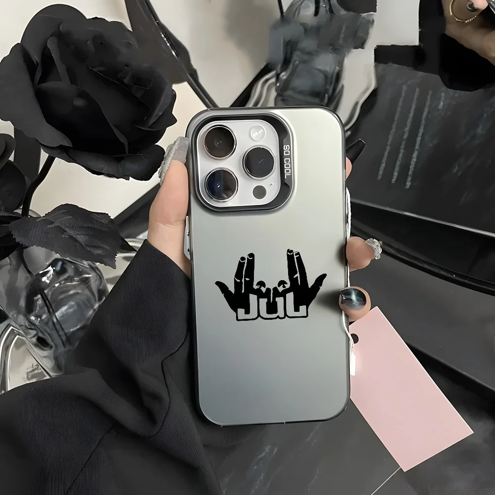 Rapper Singer simple jul logo Phone Case For iPhone 16 15 14 13 12 11 Pro Max Black Purple Matte Laser Metallic Aurora Funda