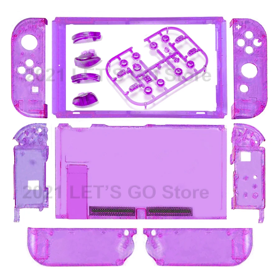 Nintend スイッチクリアアトミックパープルコンソールフロントバック