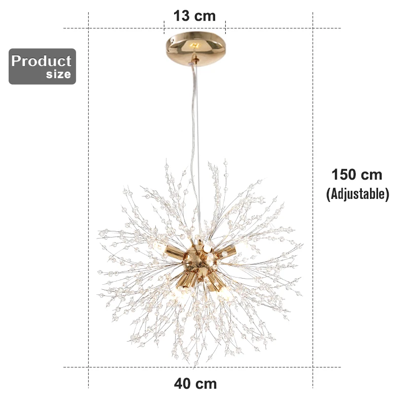 Crystal Dandelion Pendant Lights, Lâmpada Pendurada LED, Restaurante e Quarto, Decoração da Sala, Nórdico