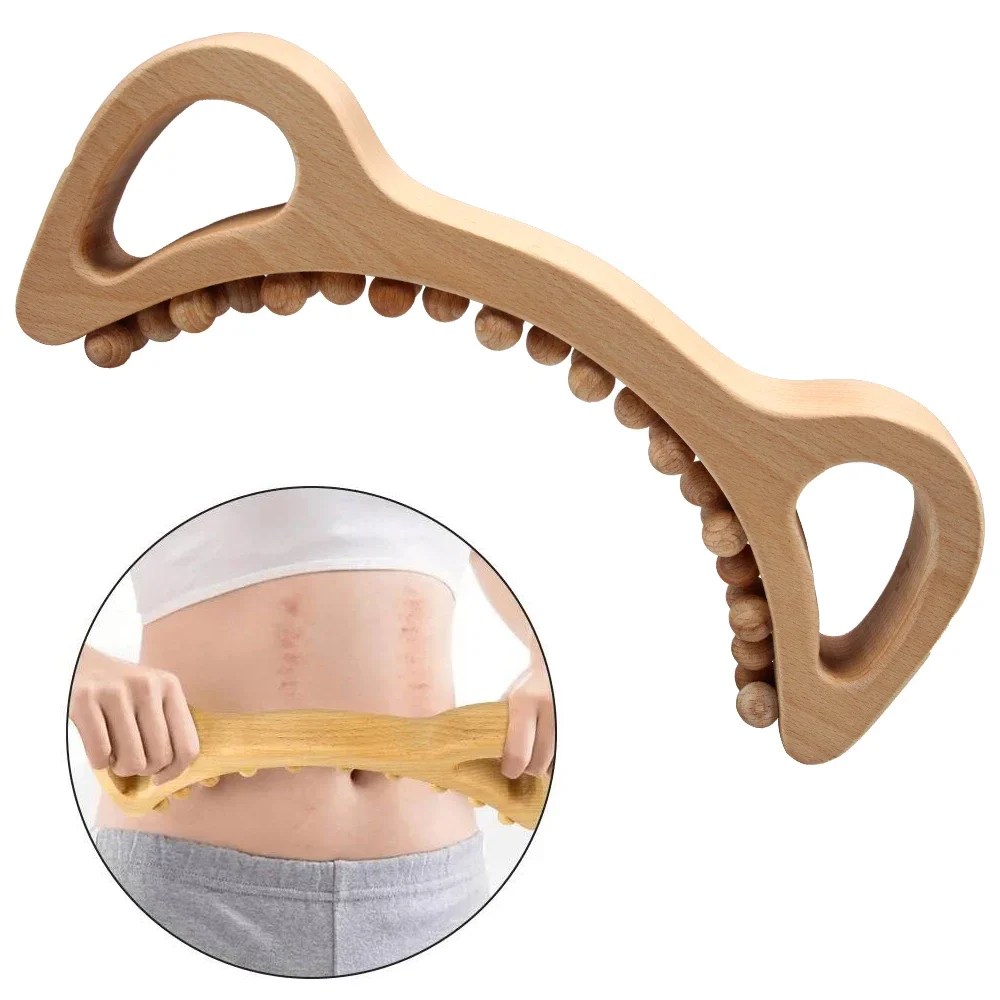 1Pcs Wooden Guasha Stick Tools,Lymphatic Drainage Massager,Double Row 29 Beads Point Treatment Gua Sha Tools for Back Leg