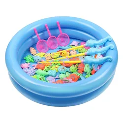 Inflatable fish pond children's magnetic fishing toy pool kindergarten puzzle parent-child game multiplayer collaboration