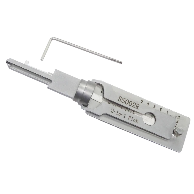 Outil de serrurier 2-en-1 Lishi SS002R : crochetage et décodage pour serrures civiles à rainure en S inversée Dalian Lion pour portes résidentielles