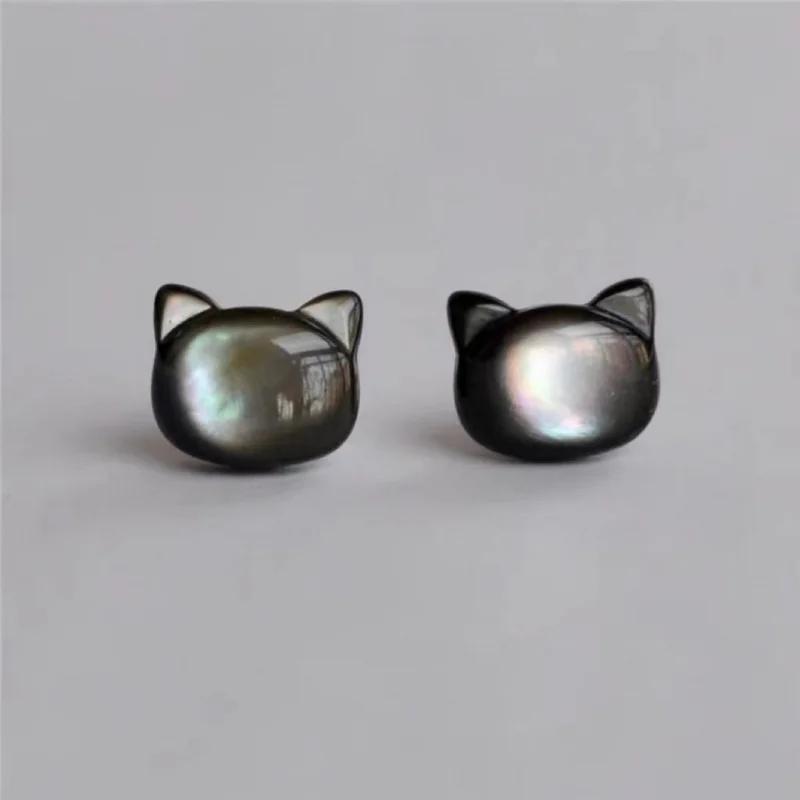 

s925Pure silver shell black cat earrings for women, niche and high-end style2022New trendy summer earrings
