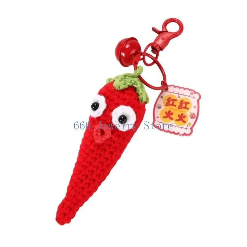 F2TD Realistic Garlic/Cabbage/Scallion/Chili Charm Keychain Bag Decoration for Women