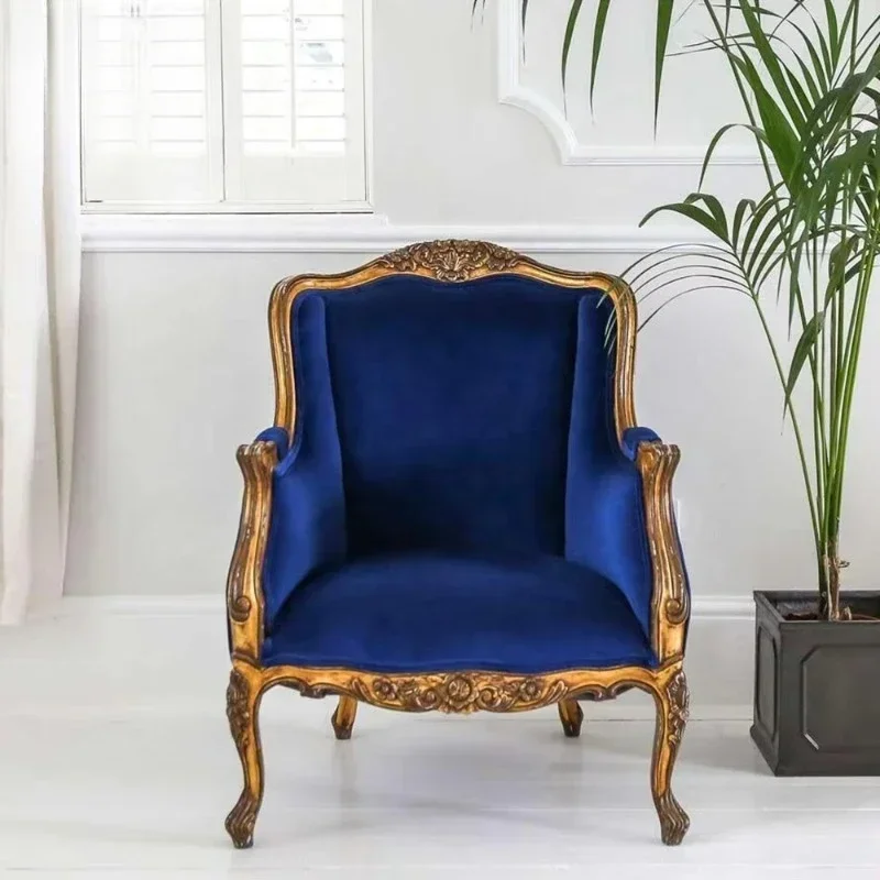 

Royal Blue Velvet Fabric Upholstery Sofa Chair For Living Room