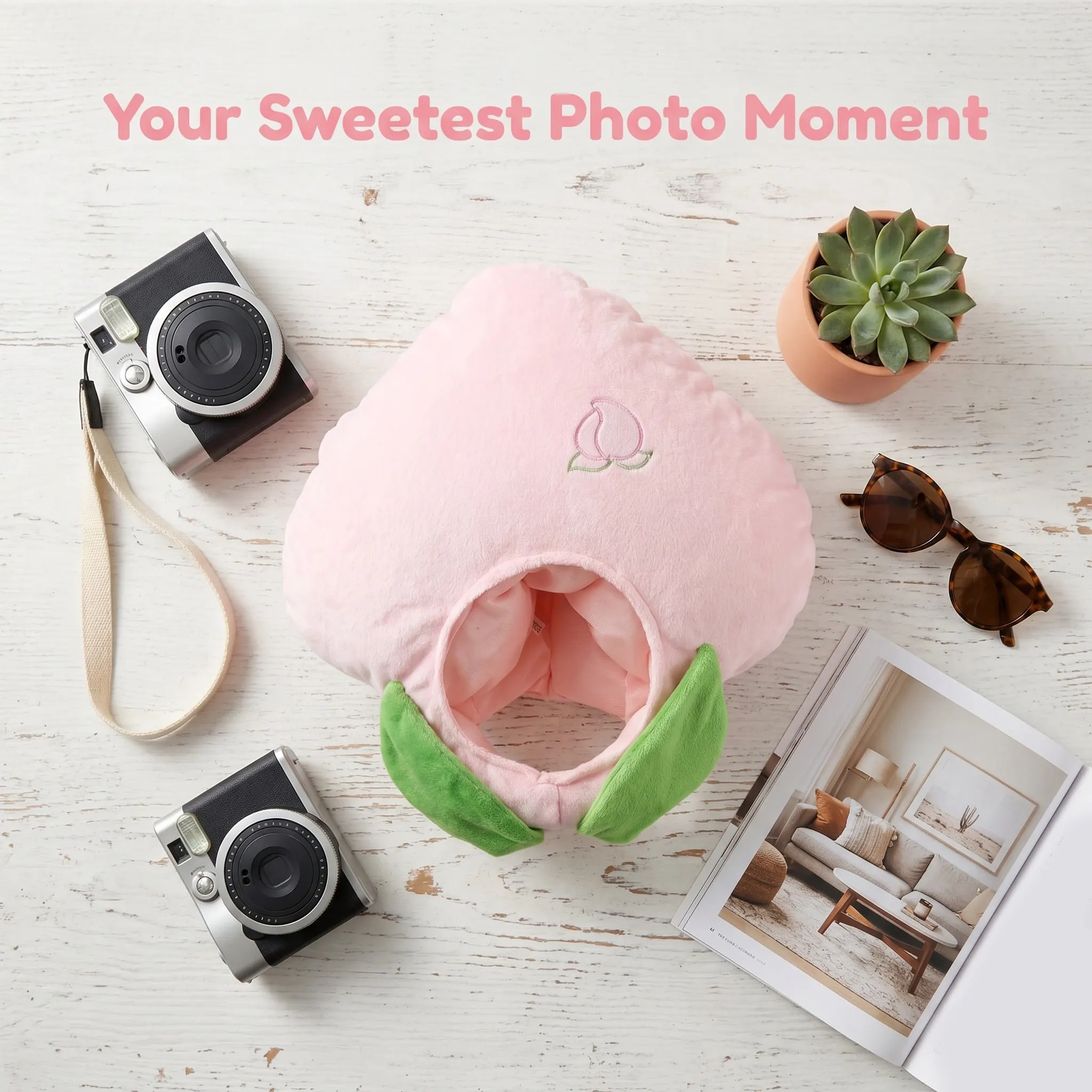 Peach Headwear Cartoon Fruit Hat Soft Kawaii Cute Costume Hat Funny Novelty Headband Party Cosplay Photography Prop Fruit Dress