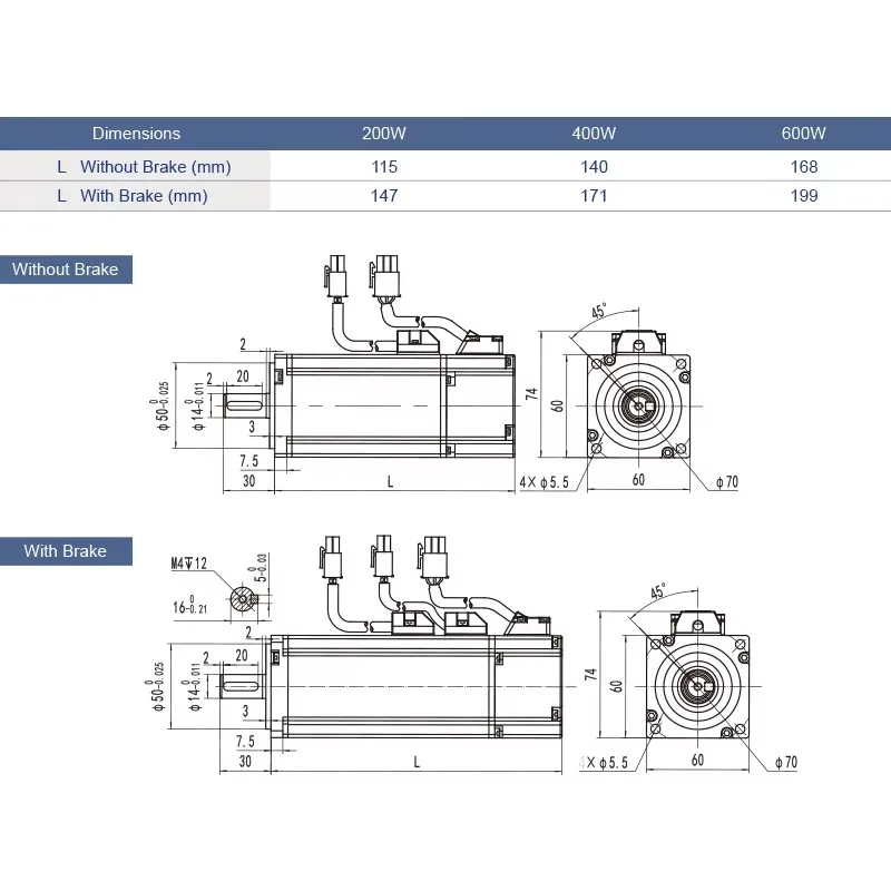 Industrial 3Phase AC Servo Motor 220V High Torque 0.637-1.91N.m 200-600W Sewing Machine Motor for Precision Applications