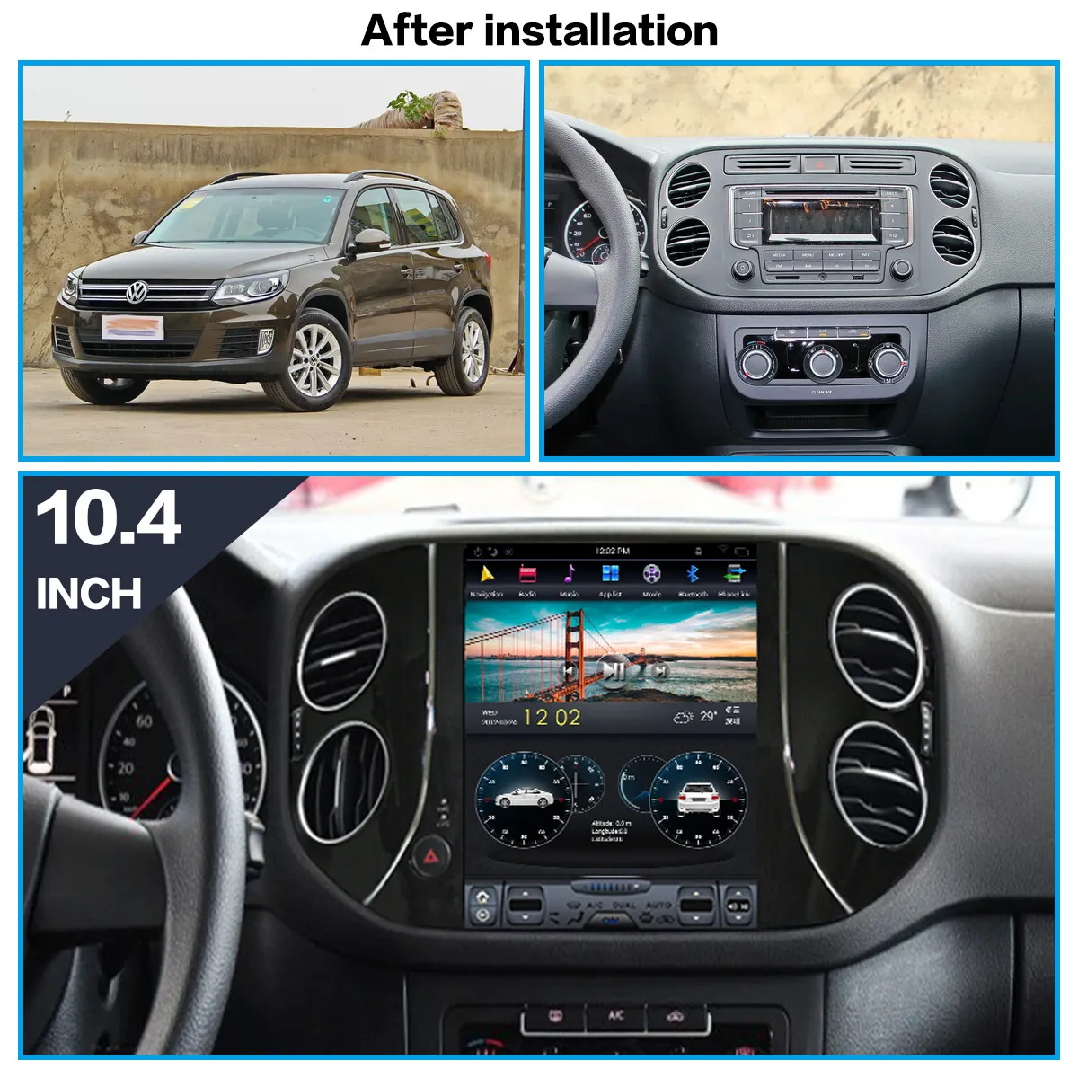 أندرويد 13 شاشة راديو السيارة ل Volkswagen VW Tiguan 2010 2011 2012 2013 2014 2015 2016 اللاسلكية Carplay ستيريو رئيس وحدة GPS