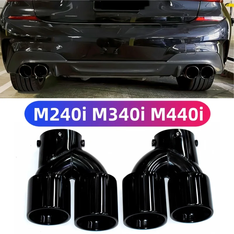 For 2020 to 2024 BMW M240i M340i M440i Carbon Fiber Tailpipe G21 G22 G42 Exhaust Pipe Upgrade Quad Muffler Tip Nozzle