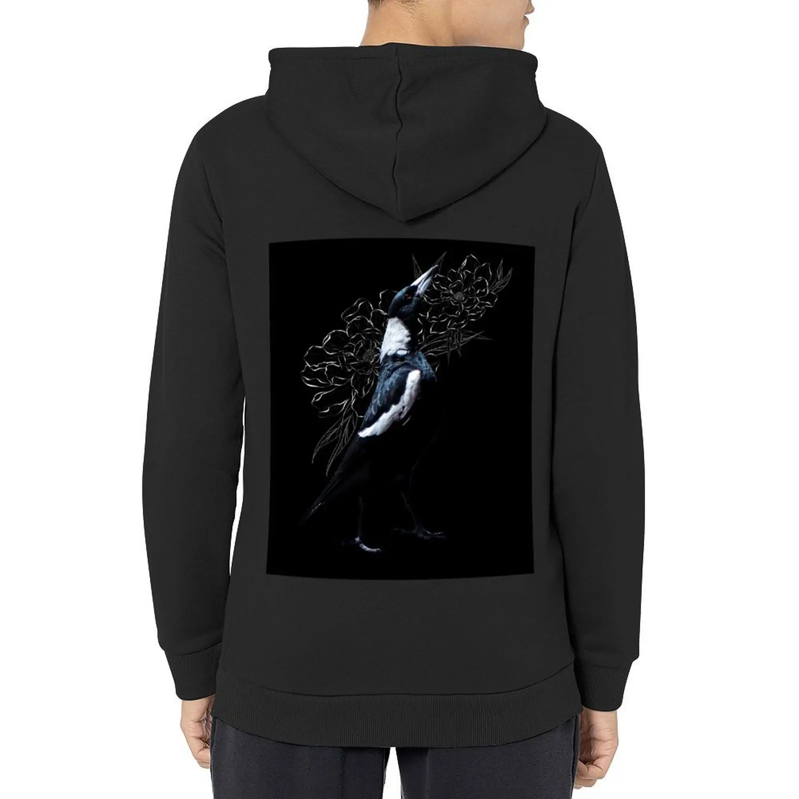 

Magpie with peonies Hoodie male clothes men's sweat-shirt set graphic t shirts men aesthetic clothing new in hoodies and blouses