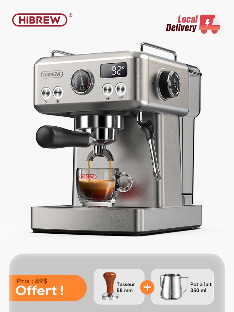 Hiinvasive-Machine à café expresso semi-automatique, température réglable, porte-filtre 58mm, cafetière froide et chaud…