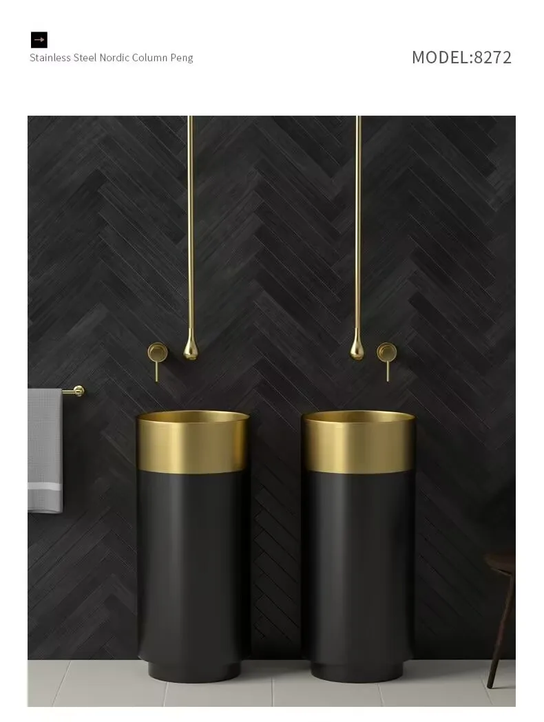 304 Stainless Steel Kick Resistant Wash Basin Nordic Column Basin Bathroom