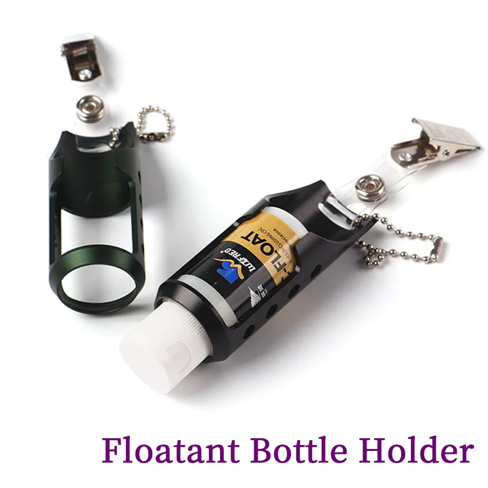 Fly Fishing Floatant Bottle Holder, Aluminum Alloy Lightweight Clip-On/Hang-On Tool Holder for Vest Backpack, for D-Rings & Loop