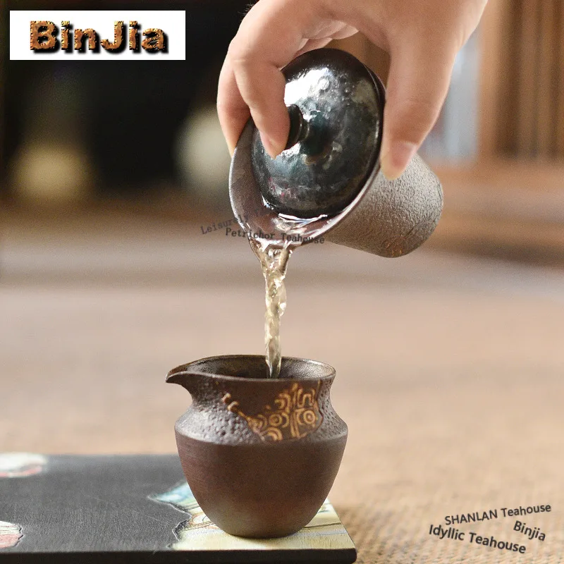 150ml Old Rock Clay Sancai Gaiwan Creative Tea Tureen Household Tea Bowl With Lid Kit Tea Maker Cover Bowl Chinese Cha Crafts