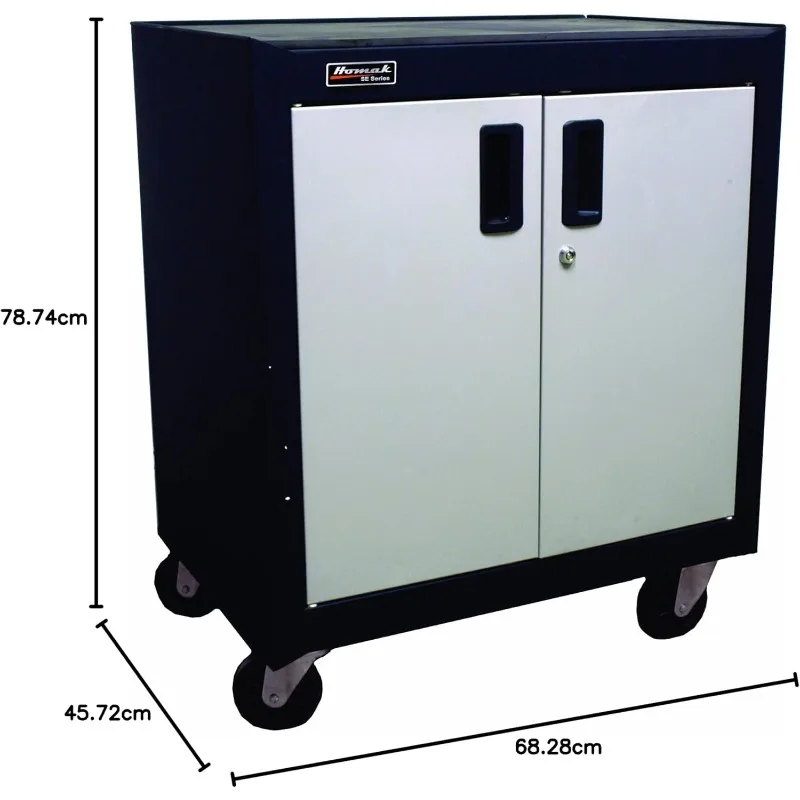 Homak 2 Door Mobile Cabinet with Gliding Shelf, Steel, GS04002270