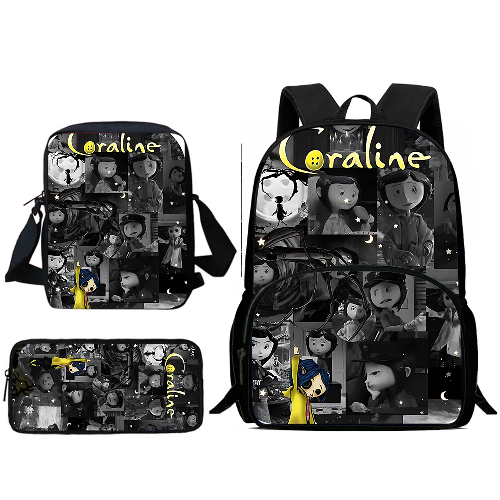 3Pcs Set For C-Coralines Child Backpacks Shoulder Bag Pencil Case Pupil Large Capacity School Bags for Boys Girls Best Gift