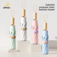 8-Rib Color Gel Umbrella - Windproof Sun Shade Compact Foldable for Men Women, UV Protection Rain Parasol