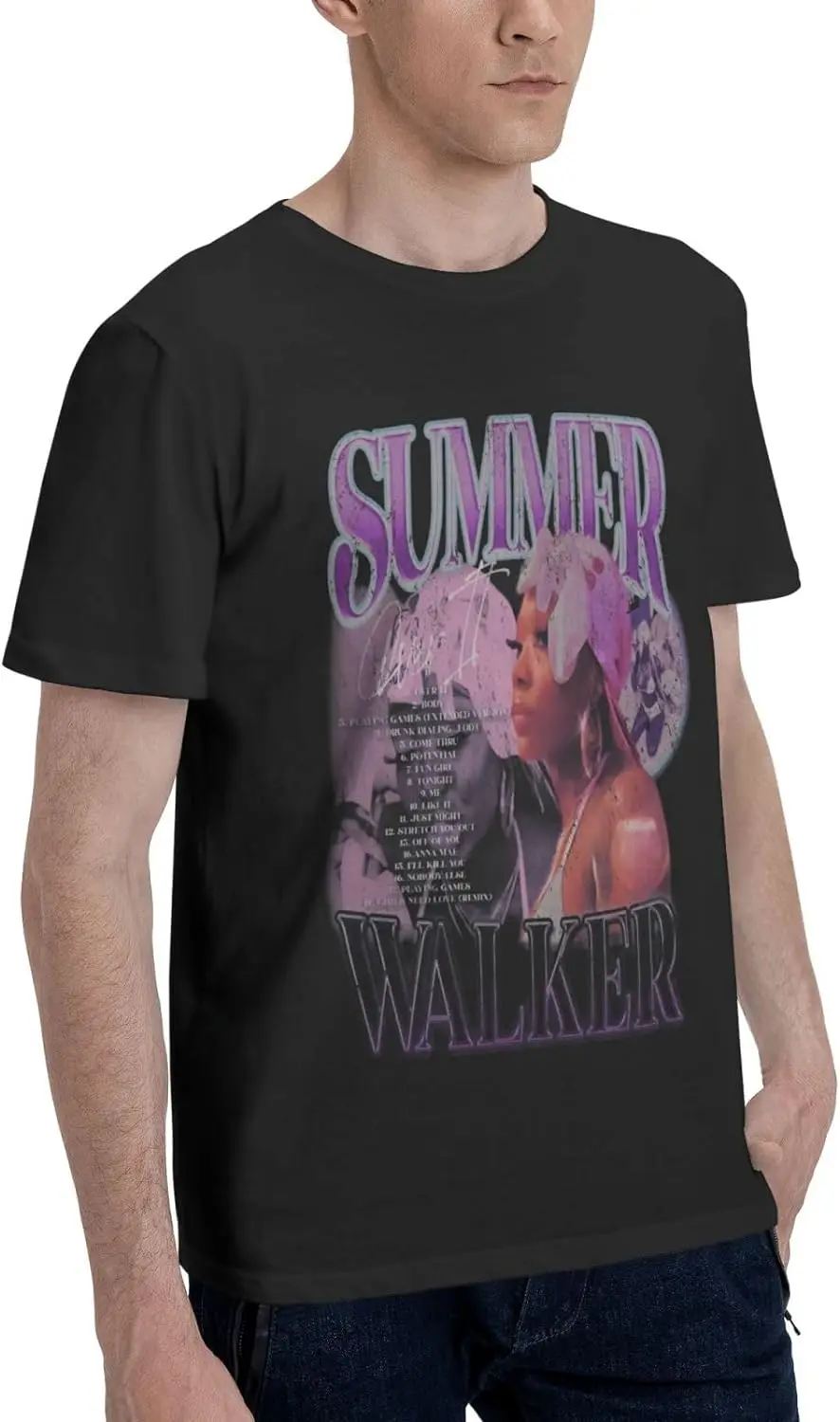 Summer Music Walker Hip Hop Rap Trap Rappers Singers Streetwear Vintage Style T-ShirtsBlack