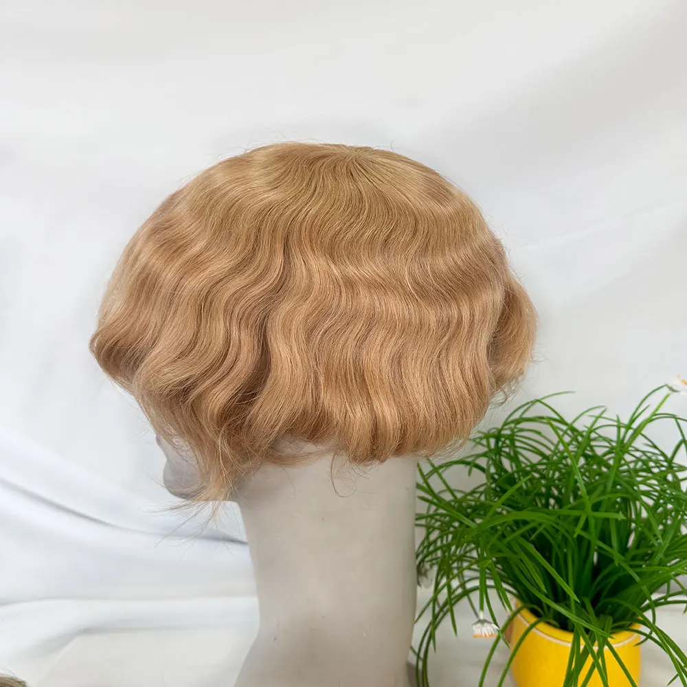 8x10 Inch PU Mono Lace Toupee For Men100% Human Hair Replacement System Ash Blonde Natural Hairline European Style 21# Color