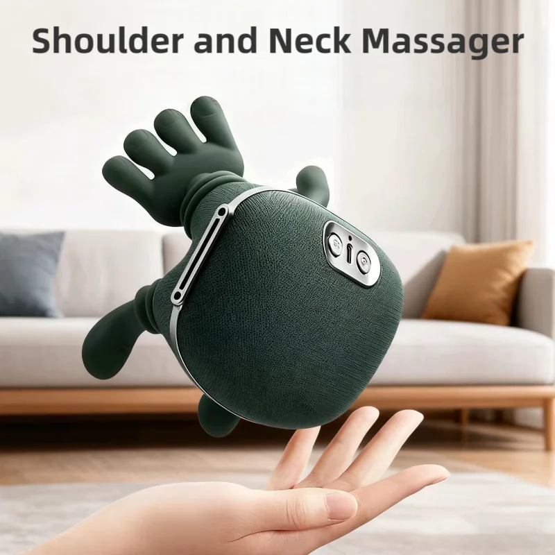 Simulated wireless hand massager, ergonomic neck and shoulder massager, suitable for family travel, USB charging