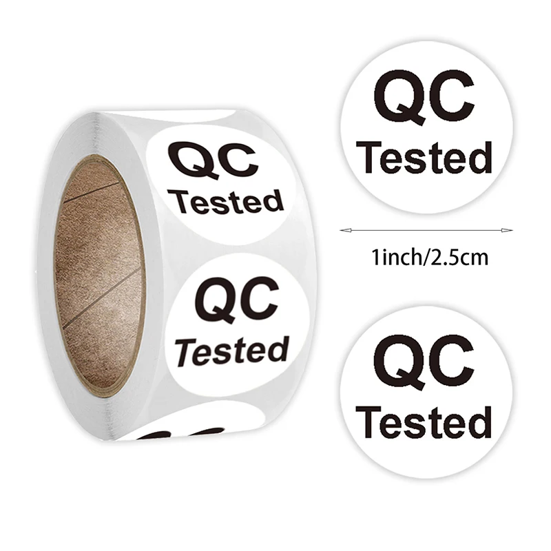 Etiquetas adhesivas QC PASS de fábrica, pegatinas de inspección de calidad, sello redondo de 500 cm, suministros de negocios, 2,5 Uds.