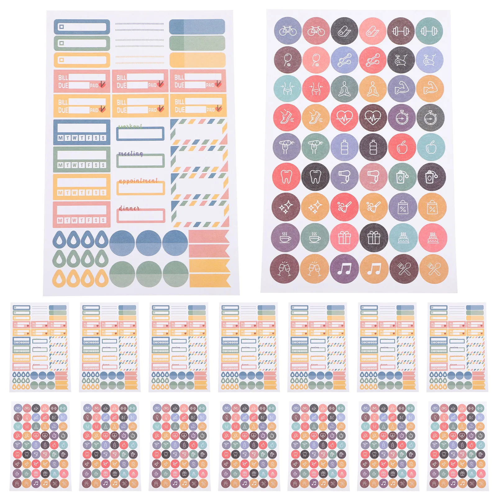 16 листов многофункциональных самоклеящихся наклеек для планировщика в винтажном стиле, для дневника, скрапбука, альбома, декоративных поделок, ежедневного трекера
