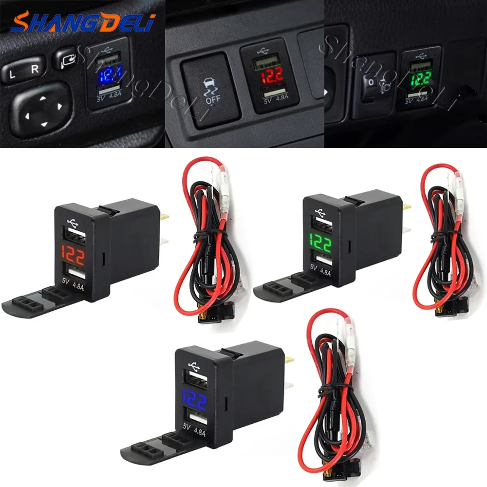 Dual USB QC Socket Charger Voltmeter LED Power Adapter For Mitsubishi Outlander 3 2018 Xpander ASX Quick Charge For Mobile Phone