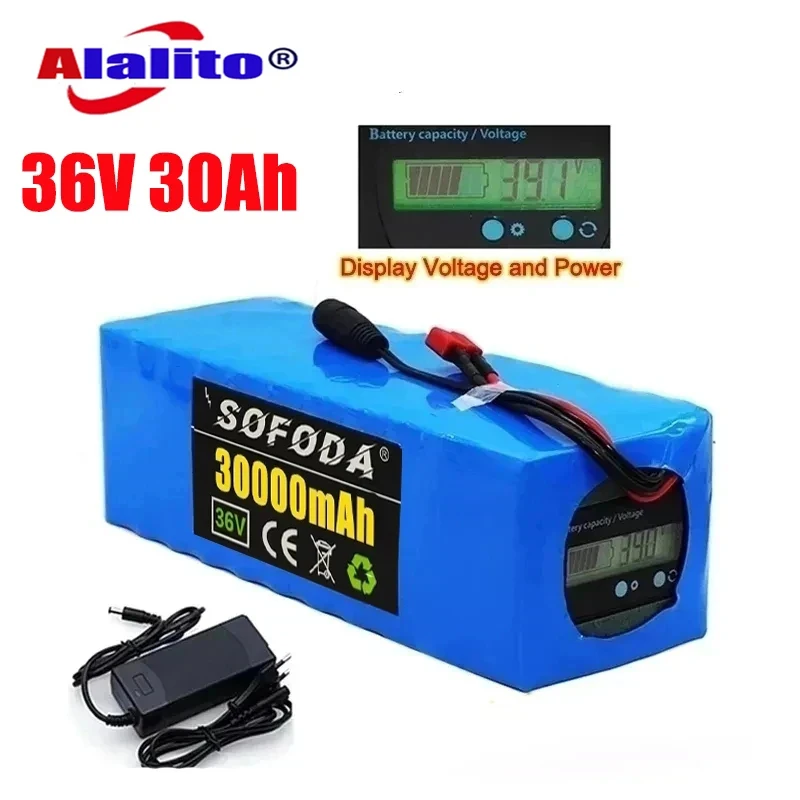 

36V battery 10S4P 30Ah battery pack 1000W high power battery 42V 20000mAh Ebike electric bicycle BMS Capacity Indicator+charger