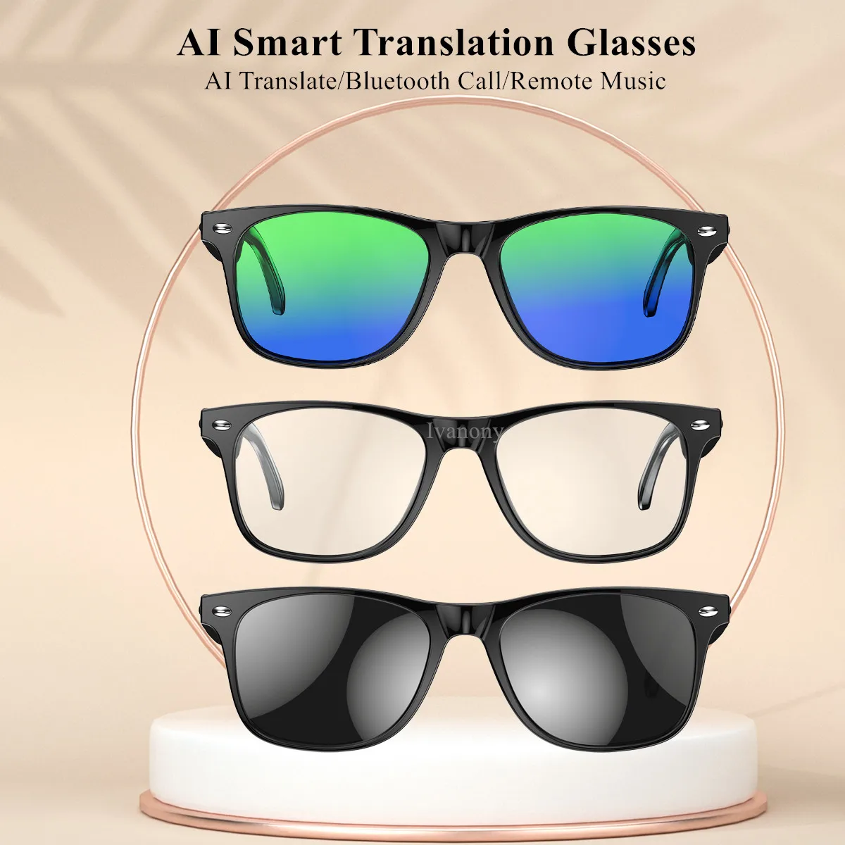 

Портативное устройство для перевода языка, умные очки-переводчики, поддержка 134 + передача языка, Bluetooth-вызов, голосовая нота, солнцезащитные очки