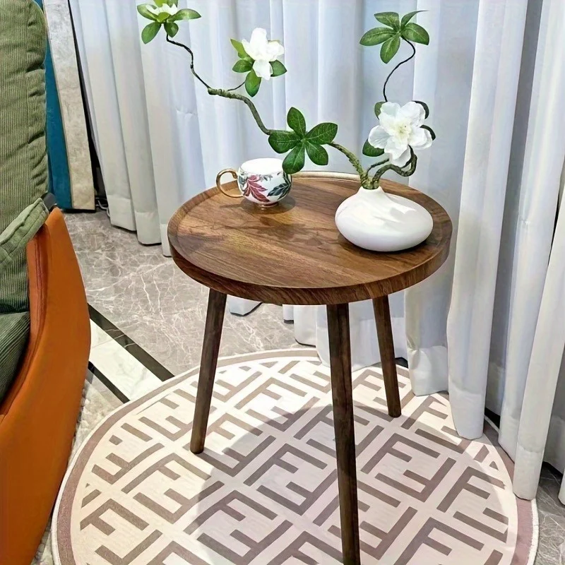 1PC Round Side Table - Multi-functional tool hanging floor storage rack, artistic coffee table, space-saving sofa side table