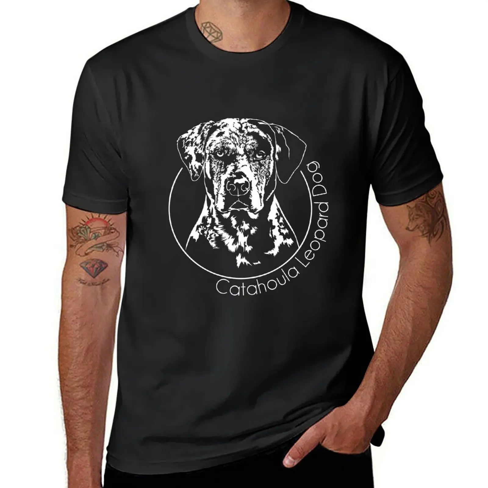 

Louisiana Catahoula Leopard Dog Dog Portrait T-Shirt customizeds vintage clothes summer tops sweat shirts, men