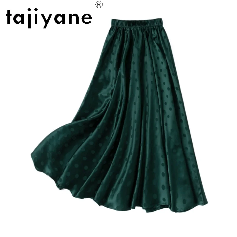 

TAJIYANE 21MM 93% Шелковая юбка из тутового шелкопряда, агатово-зеленая, длинная, элегантная, жаккардовая, атласная, летняя, женская одежда 2026 юбка