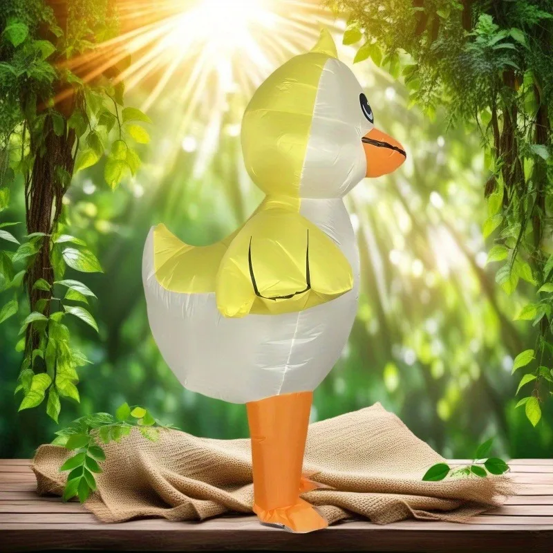 زي البطة الصفراء الرائع القابل للنفخ مثالي لعروض الحفلات والمتعة الخارجية ومناسب لجميع الأعمار