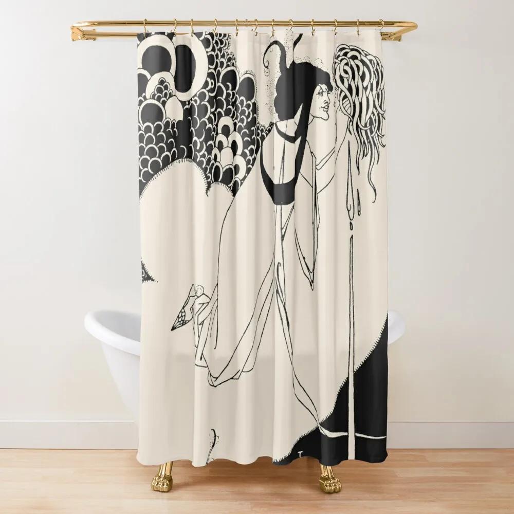 

High Res Aubrey Beardsley The Climax 1893 on Cream Shower Curtain Anti-Mold Waterproof Shower Modern Accessory Bathrooms Curtain