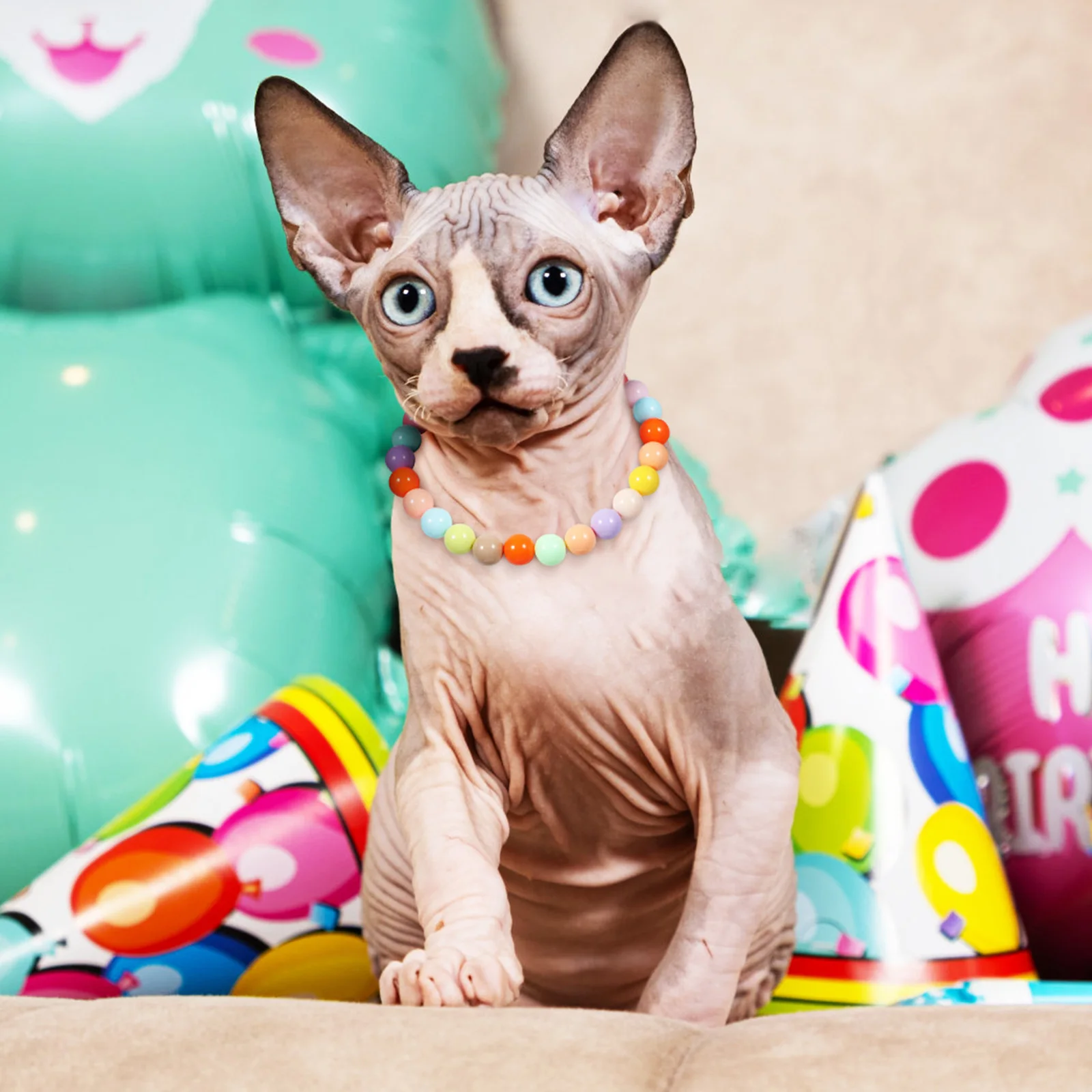 

Candy Colored Dog Collar for Medium Breed Cats Cute Beaded Necklace Resin Accessories Adjustable Size Pet Jewelry Safe Materials