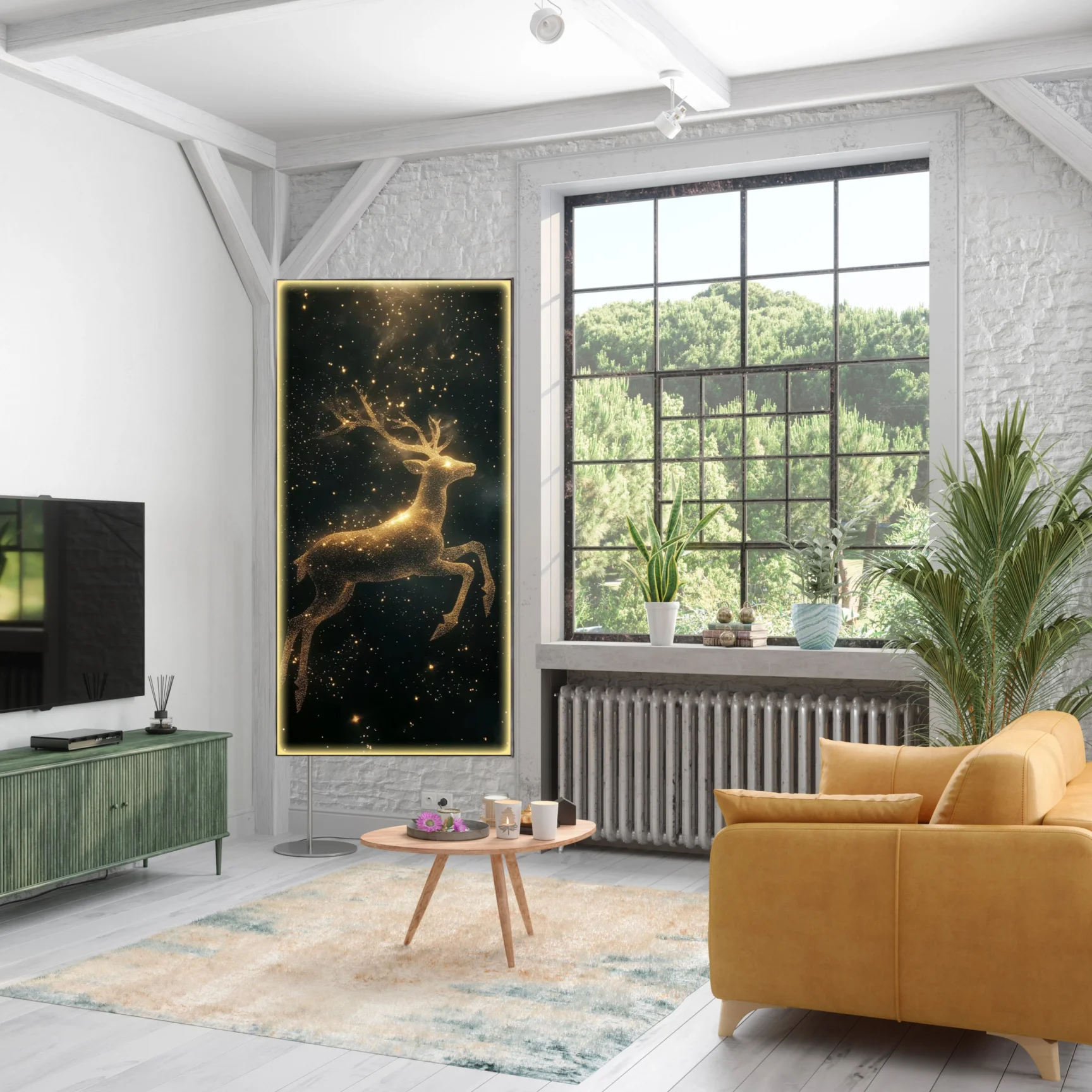 

Simple and auspicious "Double Happiness and Prosperity" entrance decoration painting, vertical version with light, lighted wall