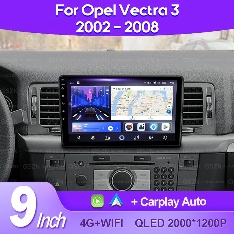 

QSZN For Opel Vectra 3 C 2002-2008 2K QLED Android 13 Car Radio Multimedia Video Player GPS AI Voice CarPlay 4G Stereo Head Unit