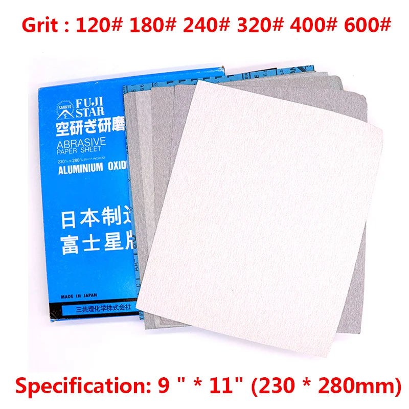 

1Pcs 9"x11"(230x280mm) Abrasive Dry Sand Paper 120 180 240 320 400 600 Grit Thickness 0.1mm For Woodworking Car Paint Polishing