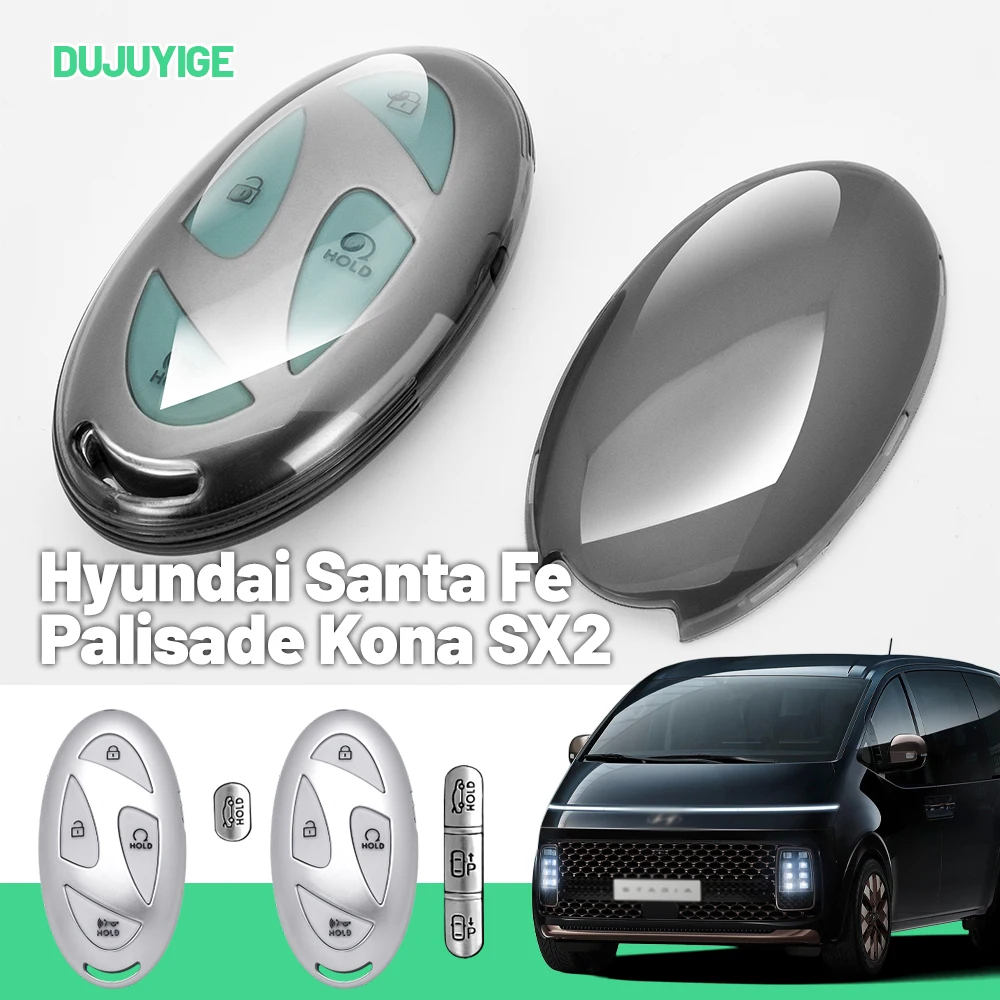 Clear TPU Car Key Case For Hyundai Santa Fe Palisade Kona SX2 Venue Q2Xi Key Fob Cover Protector Shell Auto Accessories