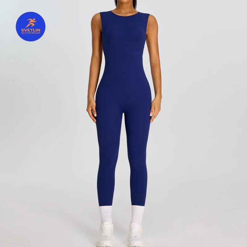 SVETLIN EU US Size High Quality Bodysuit Active Sexy Backless Casual Pilates Yoga Sports Gym Fitness Jumpsuit for Women