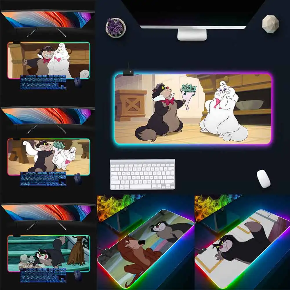 

Disney Cinderella Lucifer Cat RGB Pc Gamer Keyboard Mouse Pad Mousepad LED Glowing Mouse Mats Rubber Gaming Computer Mausepad