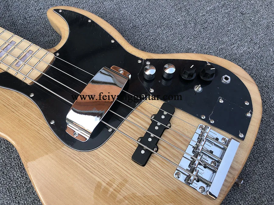 electric bass guitar, Natural Color, ash wood body，4 Strings, active pickup,High Quality  Jazz Bass Guitar,free shipping