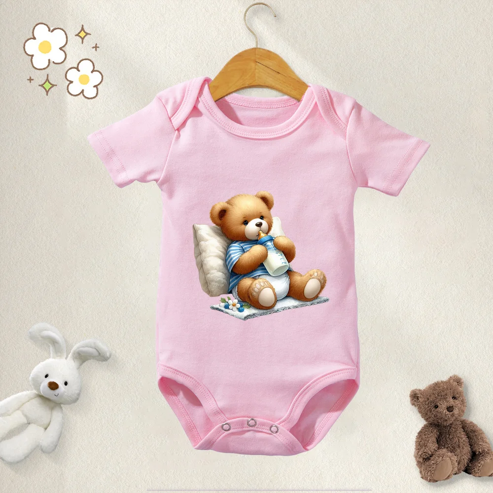 100% Cotton Baby Clothes Baby Onesie Bodysuit My Baby Bear Cute Bear Print for 0 To 12 Months Newborn Short Sleeves Romper