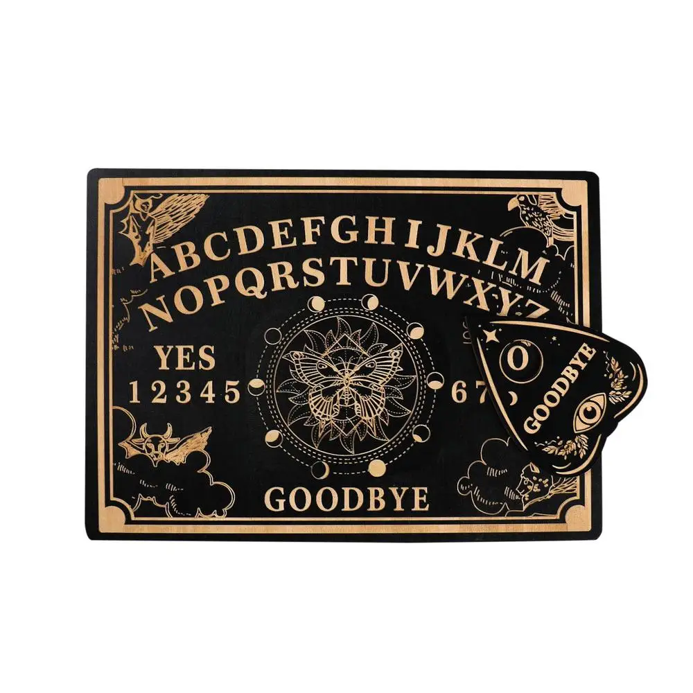 Tableau De Divination En Bois – Pendule Alphabet – Motifs œil Et Géométriques – 25 X 25 Cm – Wicca ésotérique