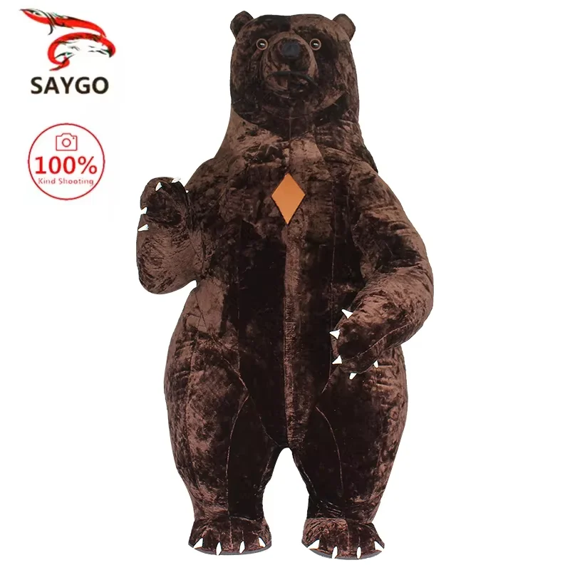 

SAYGO Inflatable Bear Costume Party Fur Dress Character Cosplay Halloween Brown Bear Costume Adult Mascot